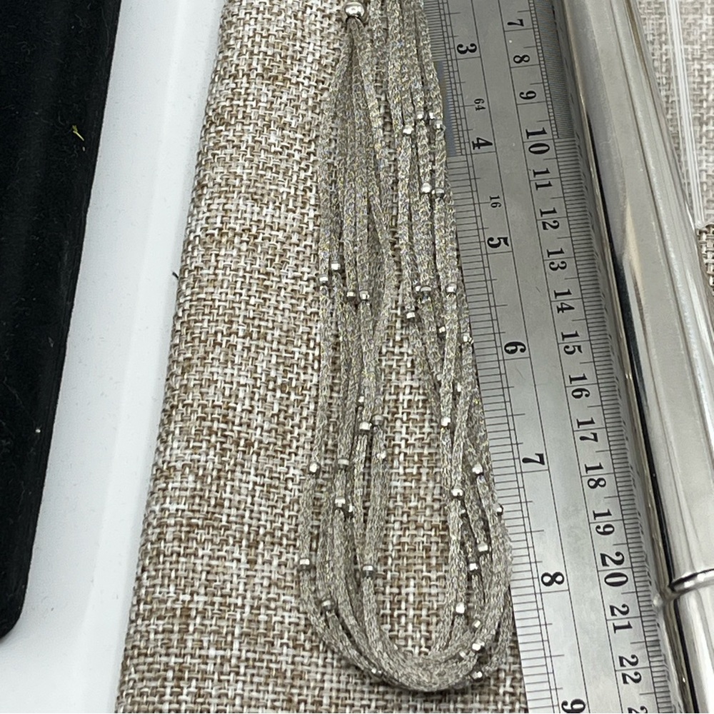 Ross Simons 925 Sterling Silver Mesh Necklace With Beaded Accents - Picture 10 of 17